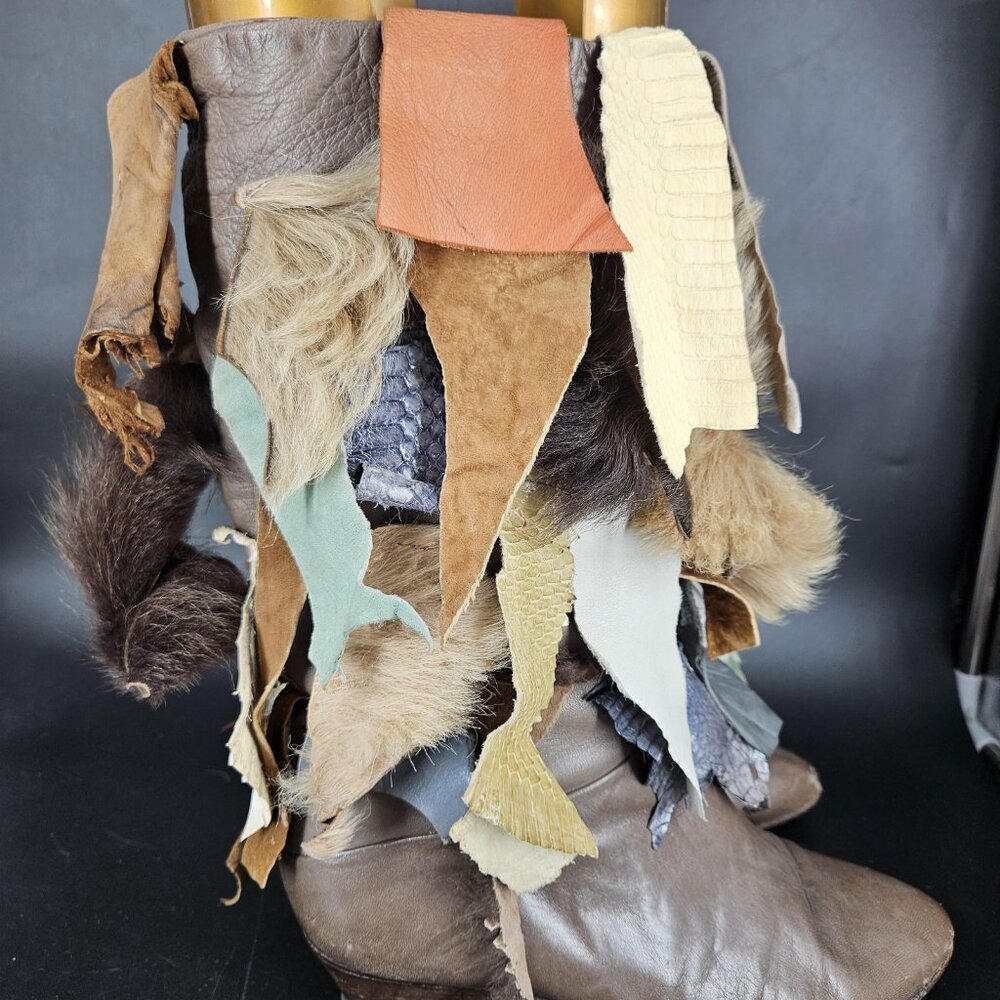 Leo Novi Boots Womens Size 8.5 Multicolor Patchwork Fringe Western Leather Art - Picture 5 of 16